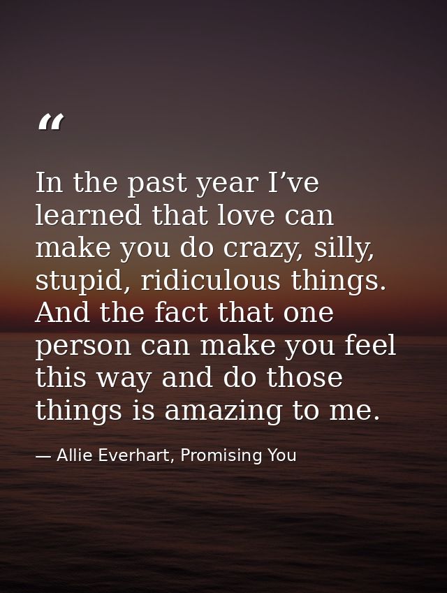 In the past year I’ve learned that love can make you do crazy, silly, stupid, ridiculous things. And the fact that one p — Allie Everhart, Promising You
