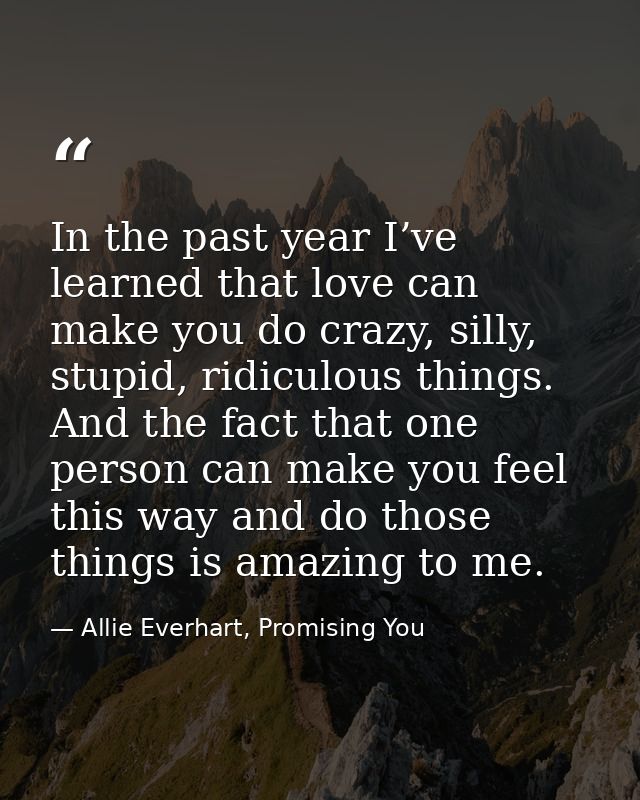In the past year I’ve learned that love can make you do crazy, silly, stupid, ridiculous things. And the fact that one p — Allie Everhart, Promising You