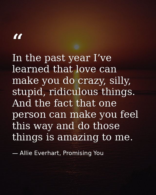 In the past year I’ve learned that love can make you do crazy, silly, stupid, ridiculous things. And the fact that one p — Allie Everhart, Promising You