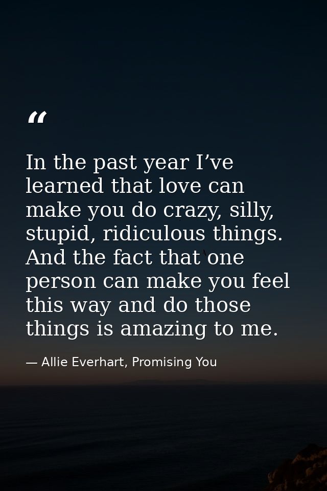 In the past year I’ve learned that love can make you do crazy, silly, stupid, ridiculous things. And the fact that one p — Allie Everhart, Promising You