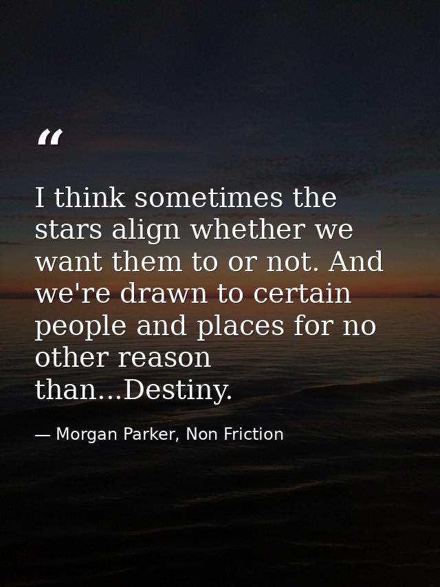 I think sometimes the stars align whether we want them to or not. And we're drawn to certain people and places for no ot — Morgan Parker, Non Friction