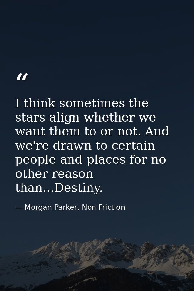 I think sometimes the stars align whether we want them to or not. And we're drawn to certain people and places for no ot — Morgan Parker, Non Friction
