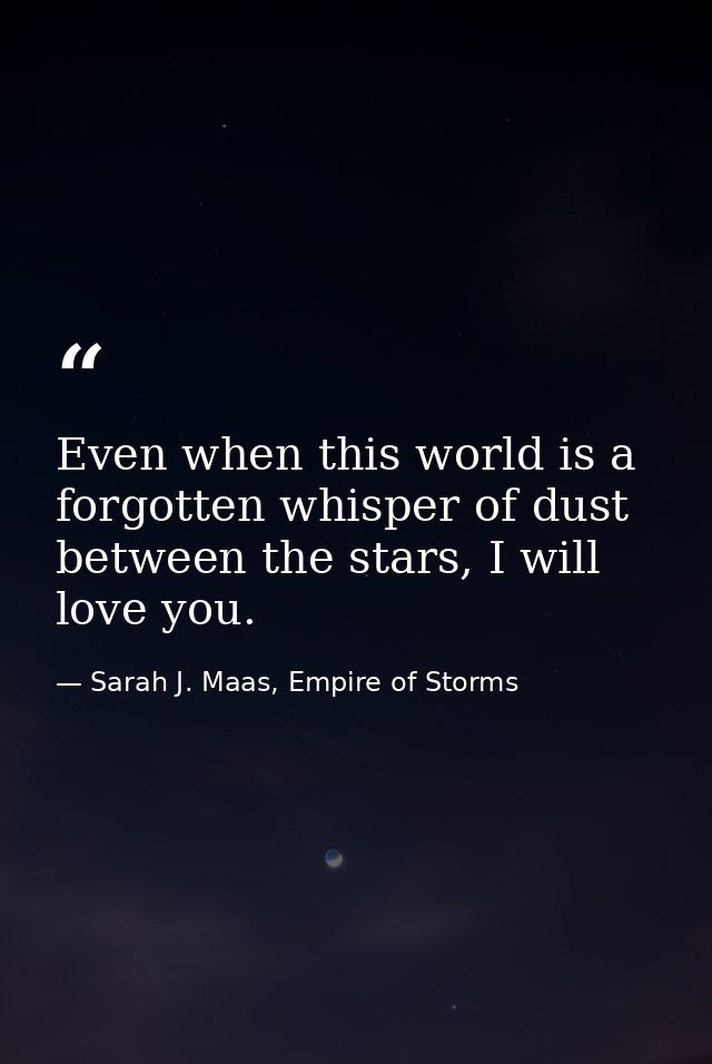 Even when this world is a forgotten whisper of dust between the stars, I will love you. — Sarah J. Maas, Empire of Storms