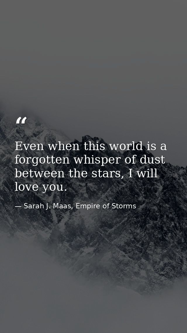 Even when this world is a forgotten whisper of dust between the stars, I will love you. — Sarah J. Maas, Empire of Storms