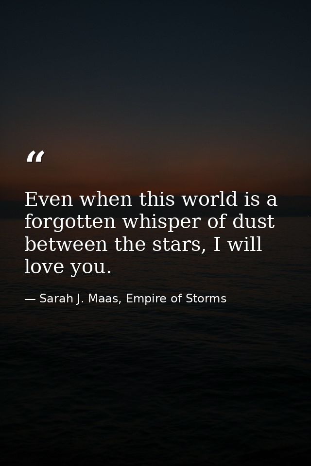 Even when this world is a forgotten whisper of dust between the stars, I will love you. — Sarah J. Maas, Empire of Storms