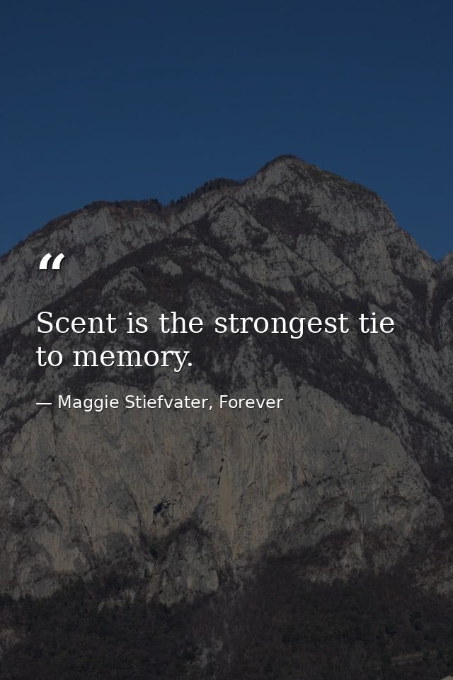 Scent is the strongest tie to memory. — Maggie Stiefvater, Forever