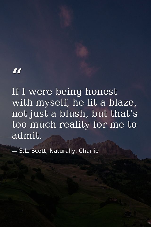 If I were being honest with myself, he lit a blaze, not just a blush, but that’s too much reality for me to admit. — S.L. Scott, Naturally, Charlie