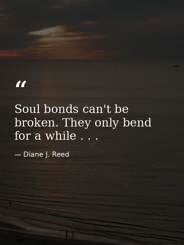 Soul bonds can't be broken. They only bend for a while . . . — Diane J. Reed