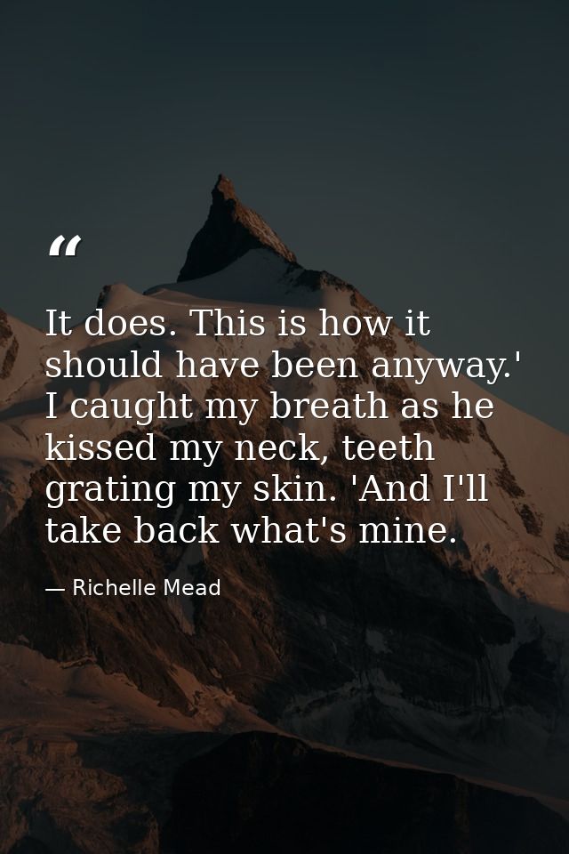 It does. This is how it should have been anyway.' I caught my breath as he kissed my neck, teeth grating my skin. 'And I — Richelle Mead