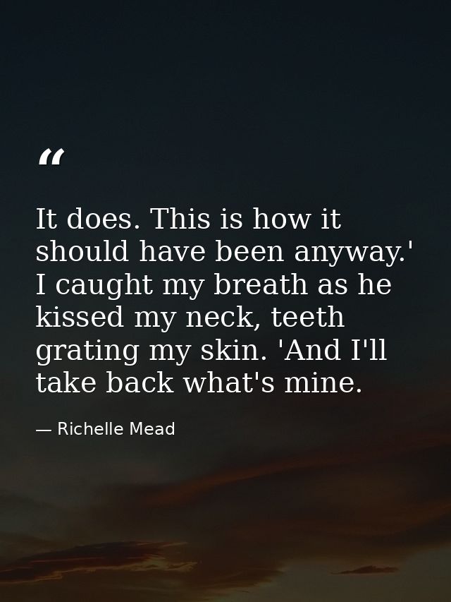 It does. This is how it should have been anyway.' I caught my breath as he kissed my neck, teeth grating my skin. 'And I — Richelle Mead