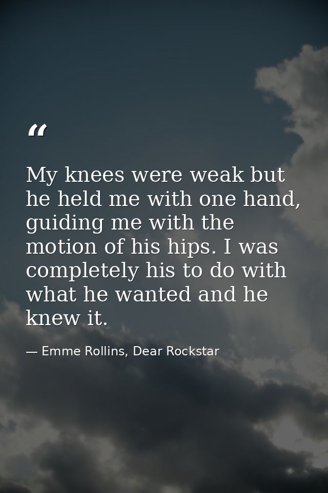 My knees were weak but he held me with one hand, guiding me with the motion of his hips. I was completely his to do with — Emme Rollins, Dear Rockstar