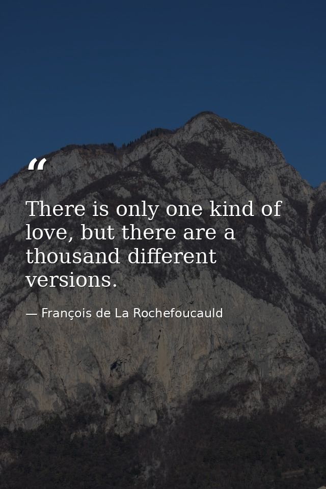 There is only one kind of love, but there are a thousand different versions. — François de La Rochefoucauld