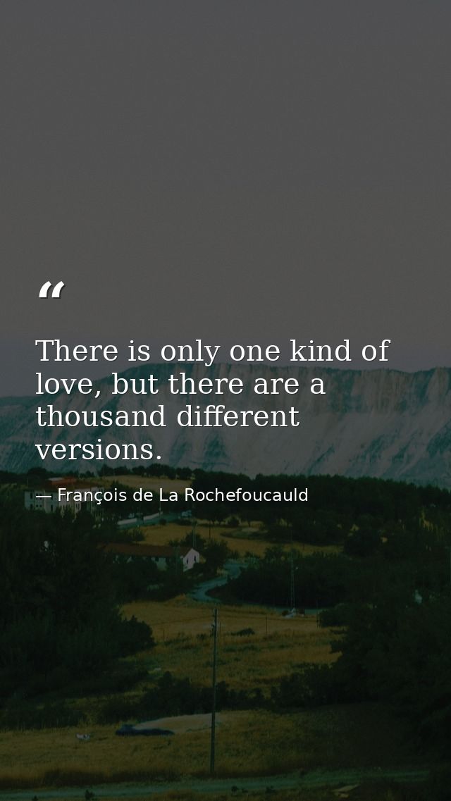 There is only one kind of love, but there are a thousand different versions. — François de La Rochefoucauld