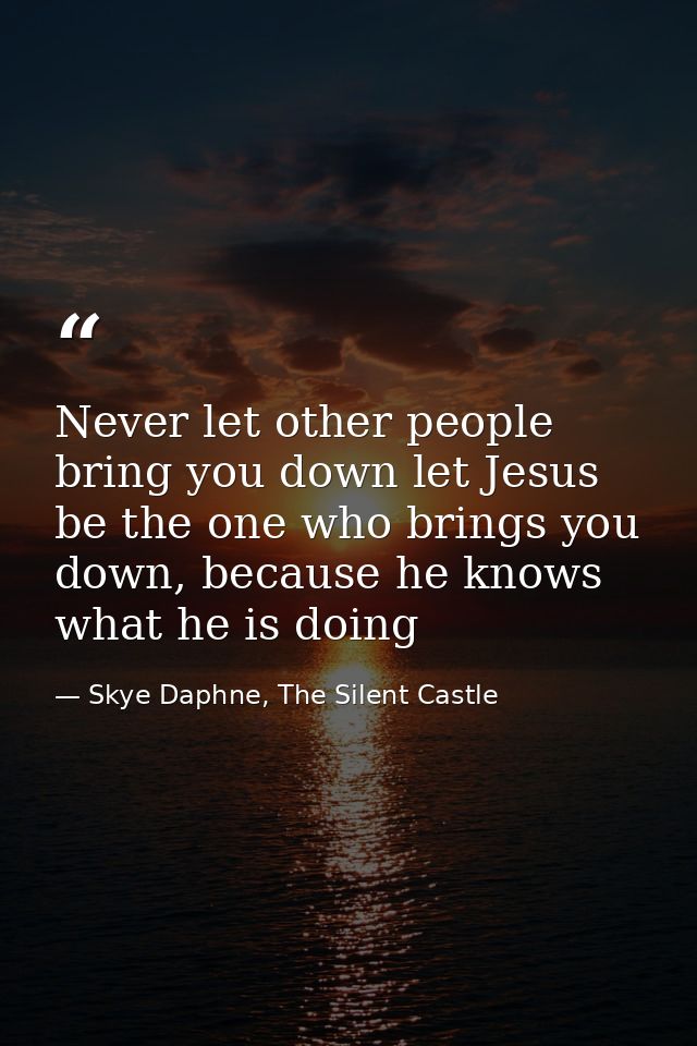 Never let other people bring you down let Jesus be the one who brings you down, because he knows what he is doing — Skye Daphne, The Silent Castle