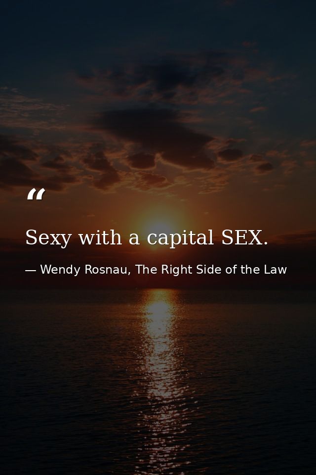 Sexy with a capital SEX. — Wendy Rosnau, The Right Side of the Law