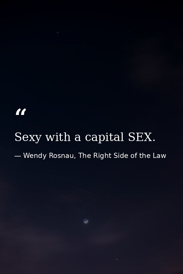 Sexy with a capital SEX. — Wendy Rosnau, The Right Side of the Law