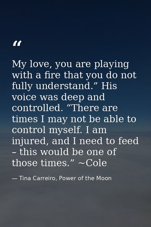 My love, you are playing with a fire that you do not fully understand.” His voice was deep and controlled. “There are ti — Tina Carreiro, Power of the Moon