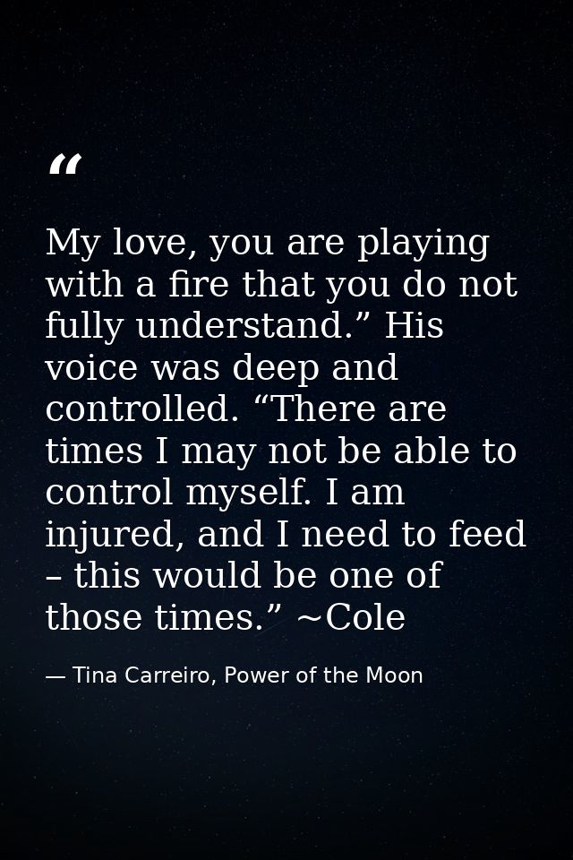 My love, you are playing with a fire that you do not fully understand.” His voice was deep and controlled. “There are ti — Tina Carreiro, Power of the Moon