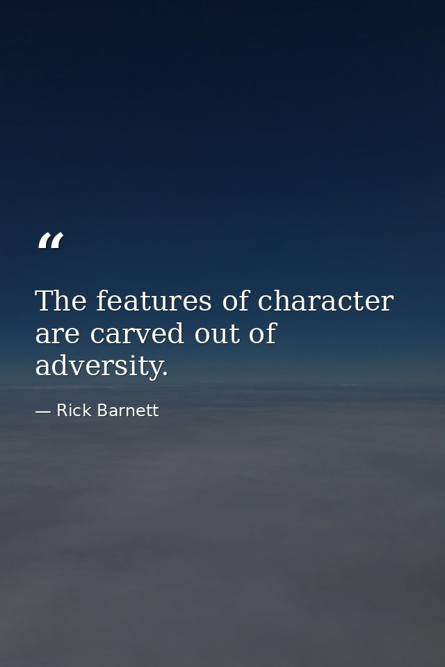 The features of character are carved out of adversity. — Rick Barnett