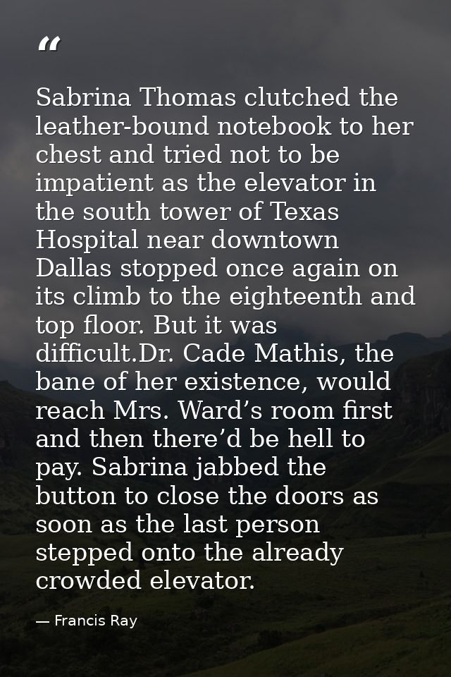 Sabrina Thomas clutched the leather-bound notebook to her chest and tried not to be impatient as the elevator in the sou — Francis Ray
