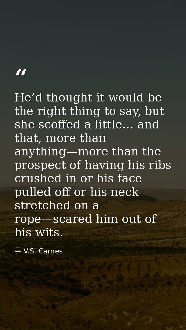 He’d thought it would be the right thing to say, but she scoffed a little… and that, more than anything—more than the pr — V.S. Carnes