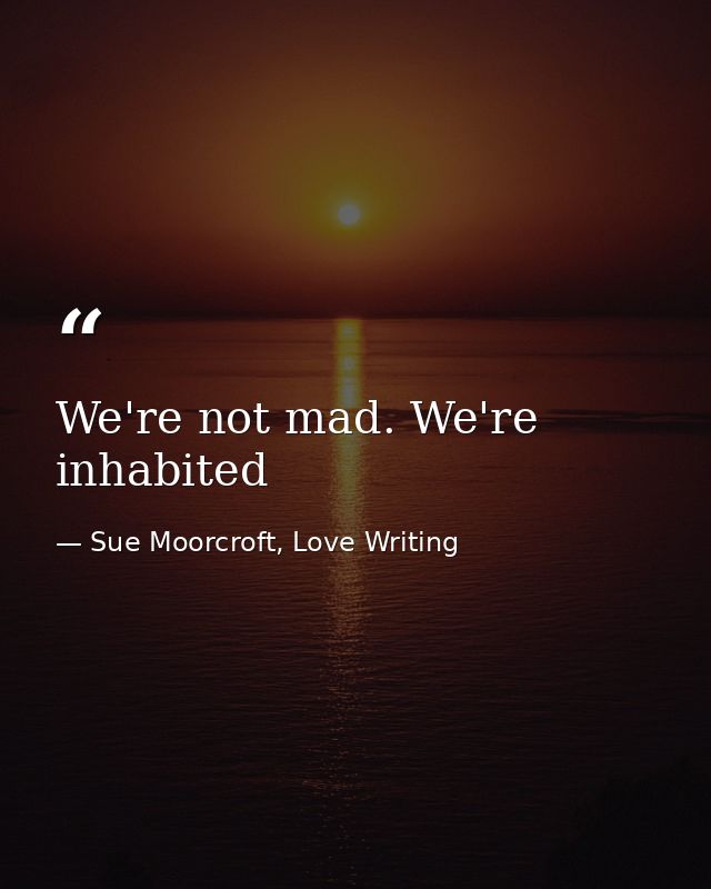 We're not mad. We're inhabited — Sue Moorcroft, Love Writing