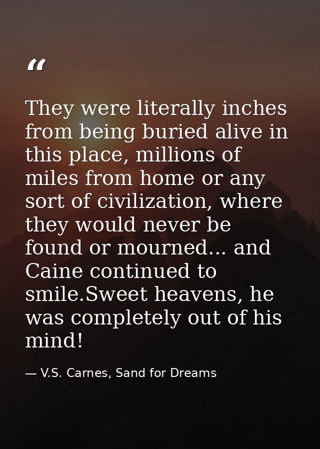 They were literally inches from being buried alive in this place, millions of miles from home or any sort of civilizatio — V.S. Carnes, Sand for Dreams