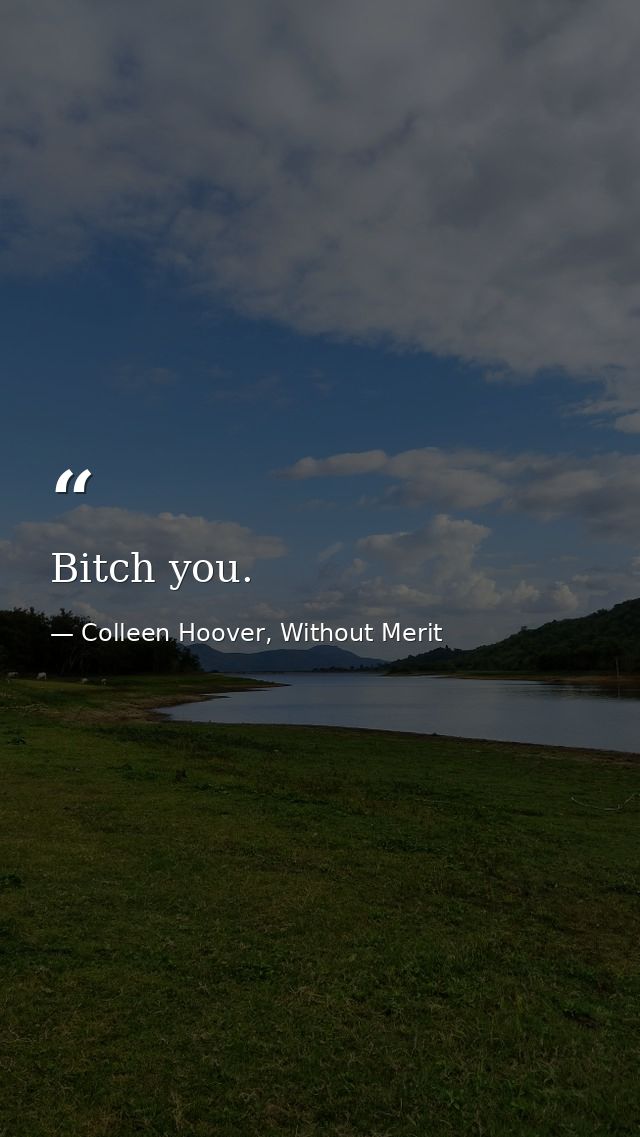 Bitch you. — Colleen Hoover, Without Merit