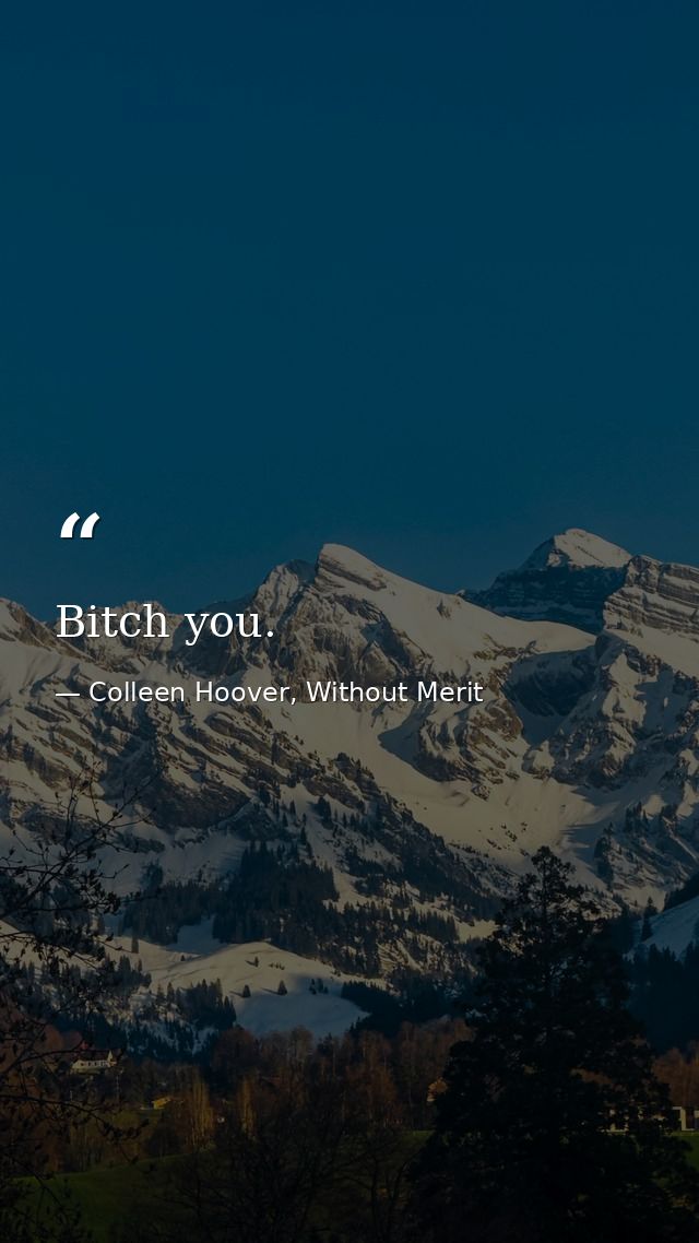 Bitch you. — Colleen Hoover, Without Merit