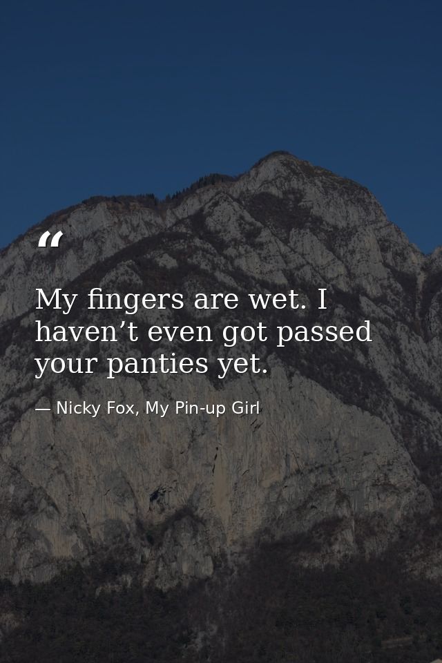My fingers are wet. I haven’t even got passed your panties yet. — Nicky Fox, My Pin-up Girl