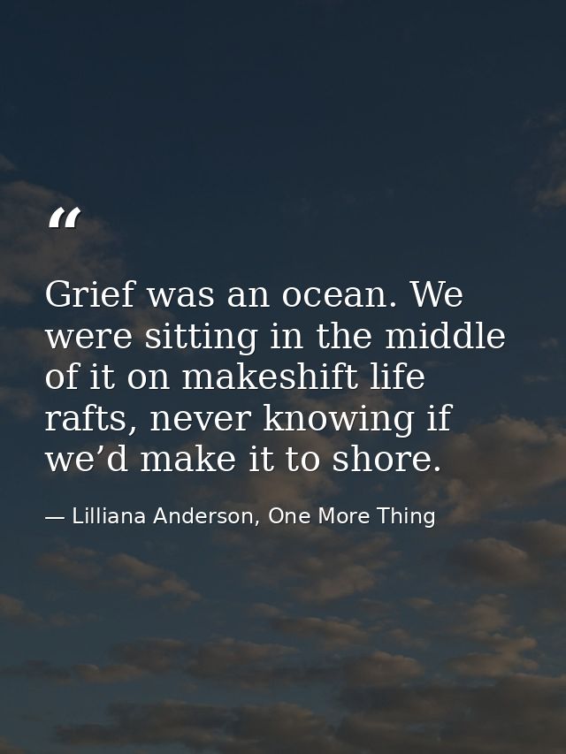Grief was an ocean. We were sitting in the middle of it on makeshift life rafts, never knowing if we’d make it to shore. — Lilliana Anderson, One More Thing