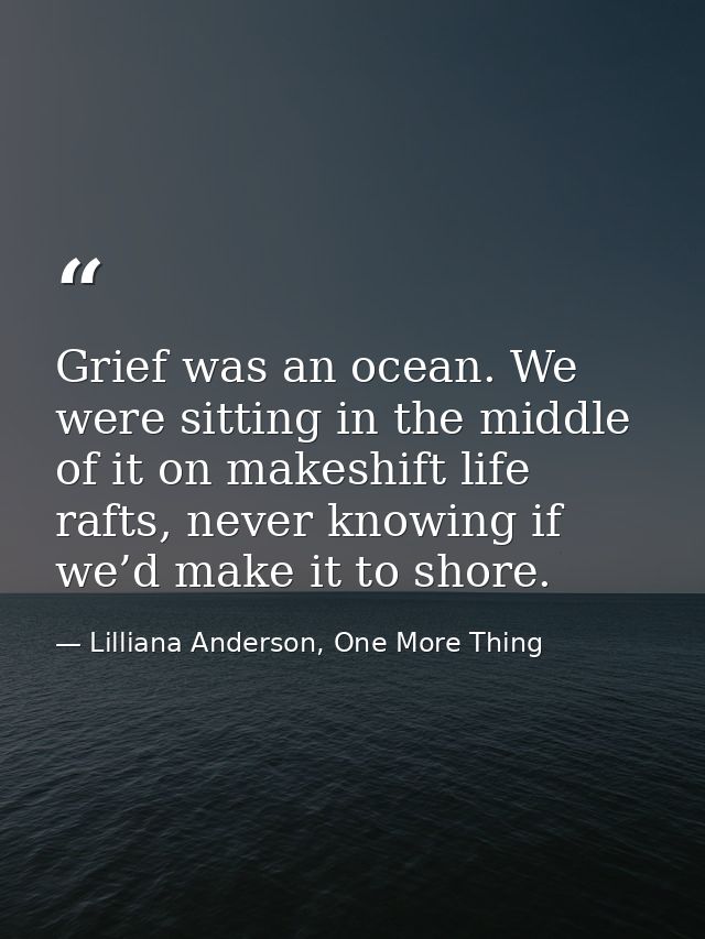 Grief was an ocean. We were sitting in the middle of it on makeshift life rafts, never knowing if we’d make it to shore. — Lilliana Anderson, One More Thing