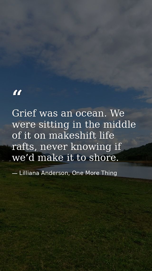Grief was an ocean. We were sitting in the middle of it on makeshift life rafts, never knowing if we’d make it to shore. — Lilliana Anderson, One More Thing