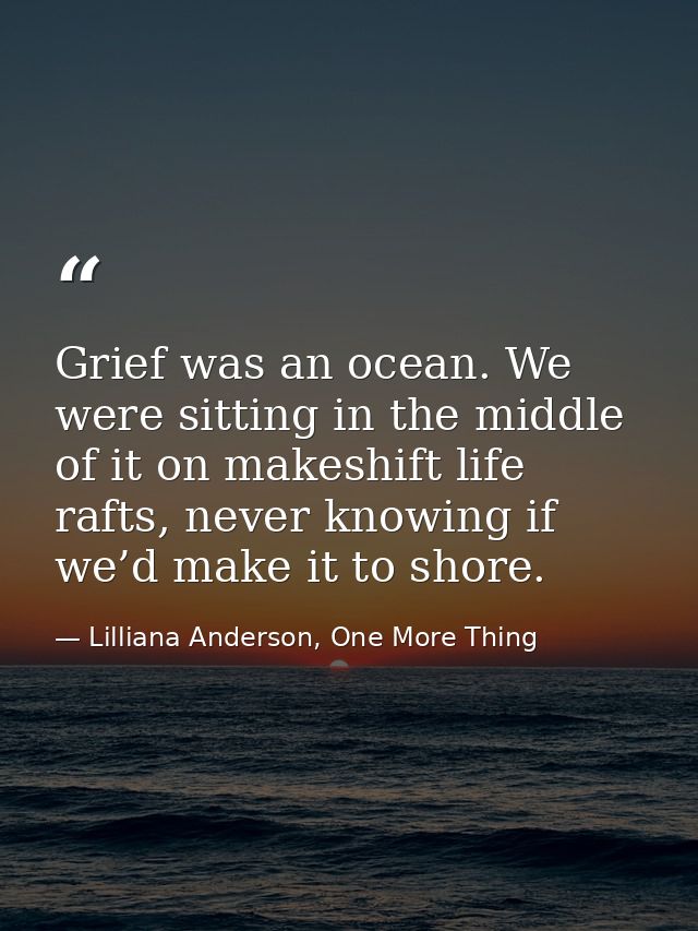 Grief was an ocean. We were sitting in the middle of it on makeshift life rafts, never knowing if we’d make it to shore. — Lilliana Anderson, One More Thing