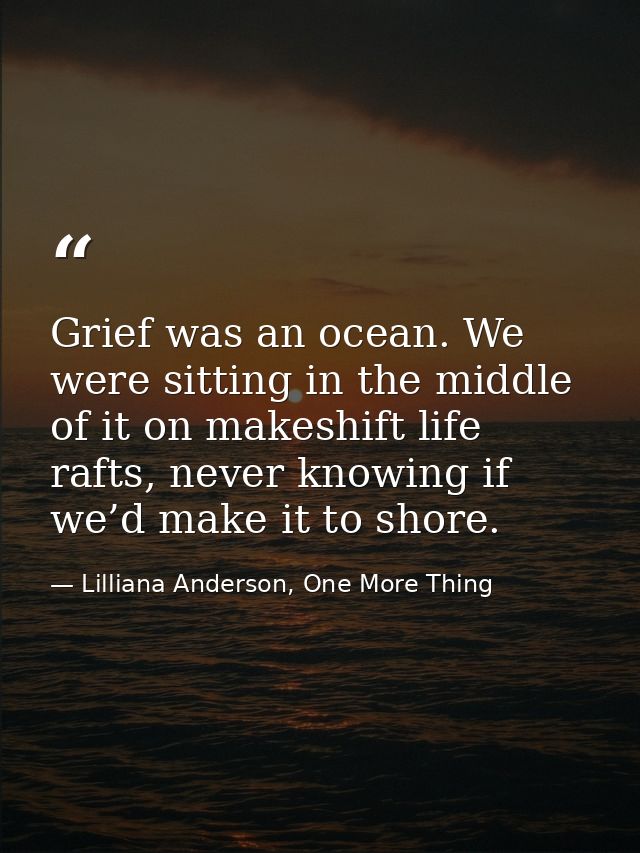 Grief was an ocean. We were sitting in the middle of it on makeshift life rafts, never knowing if we’d make it to shore. — Lilliana Anderson, One More Thing