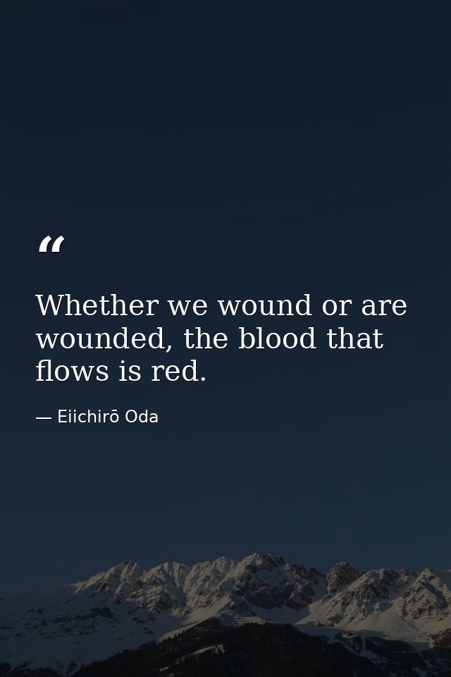 Whether we wound or are wounded, the blood that flows is red. — Eiichirō Oda