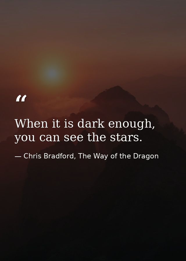 When it is dark enough, you can see the stars. — Chris Bradford, The Way of the Dragon