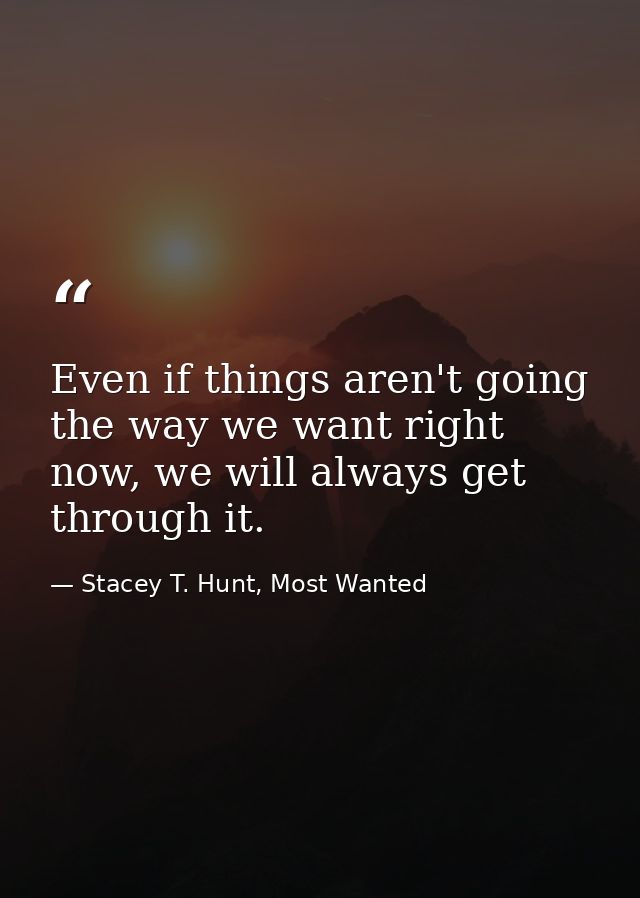 Even if things aren't going the way we want right now, we will always get through it. — Stacey T. Hunt, Most Wanted
