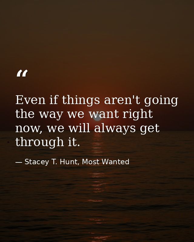 Even if things aren't going the way we want right now, we will always get through it. — Stacey T. Hunt, Most Wanted