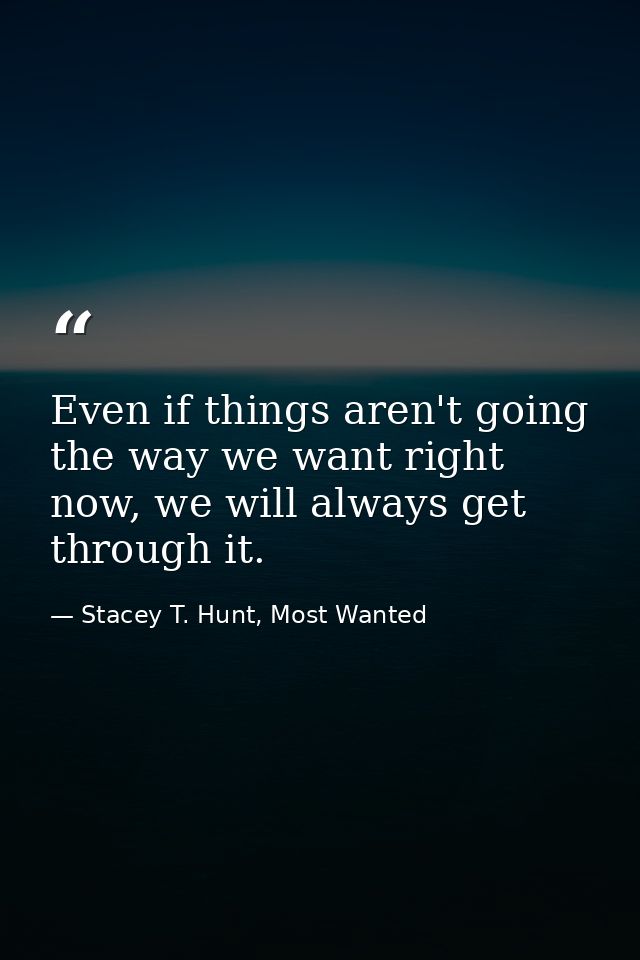 Even if things aren't going the way we want right now, we will always get through it. — Stacey T. Hunt, Most Wanted