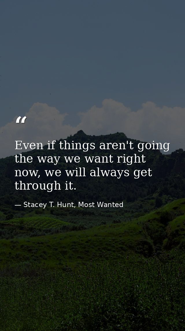 Even if things aren't going the way we want right now, we will always get through it. — Stacey T. Hunt, Most Wanted