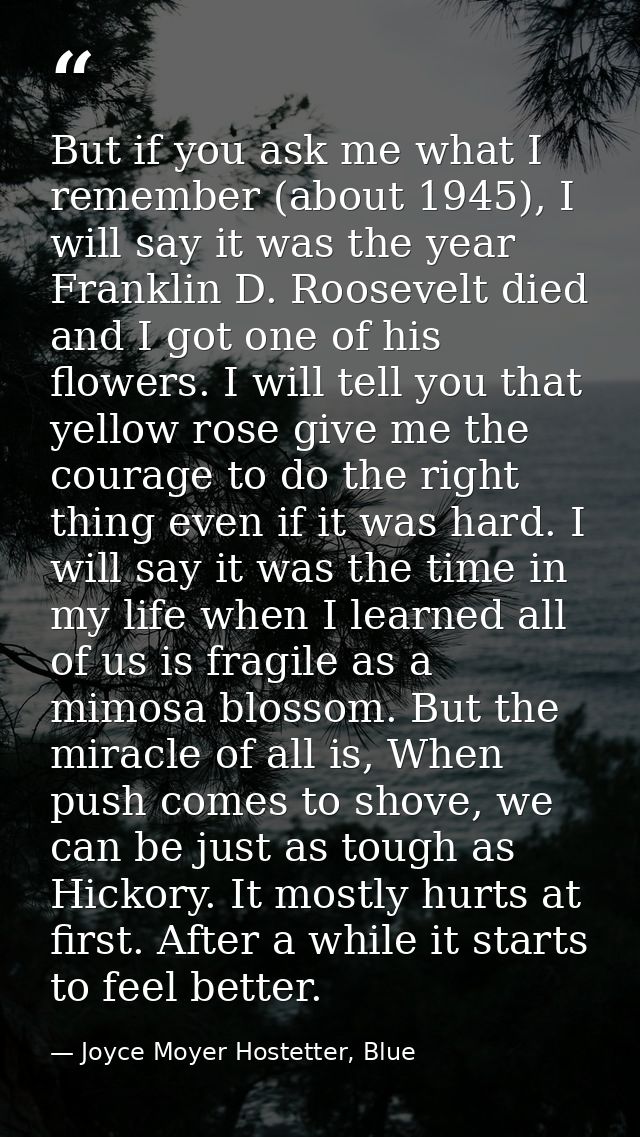 But if you ask me what I remember (about 1945), I will say it was the year Franklin D. Roosevelt died and I got one of h — Joyce Moyer Hostetter, Blue