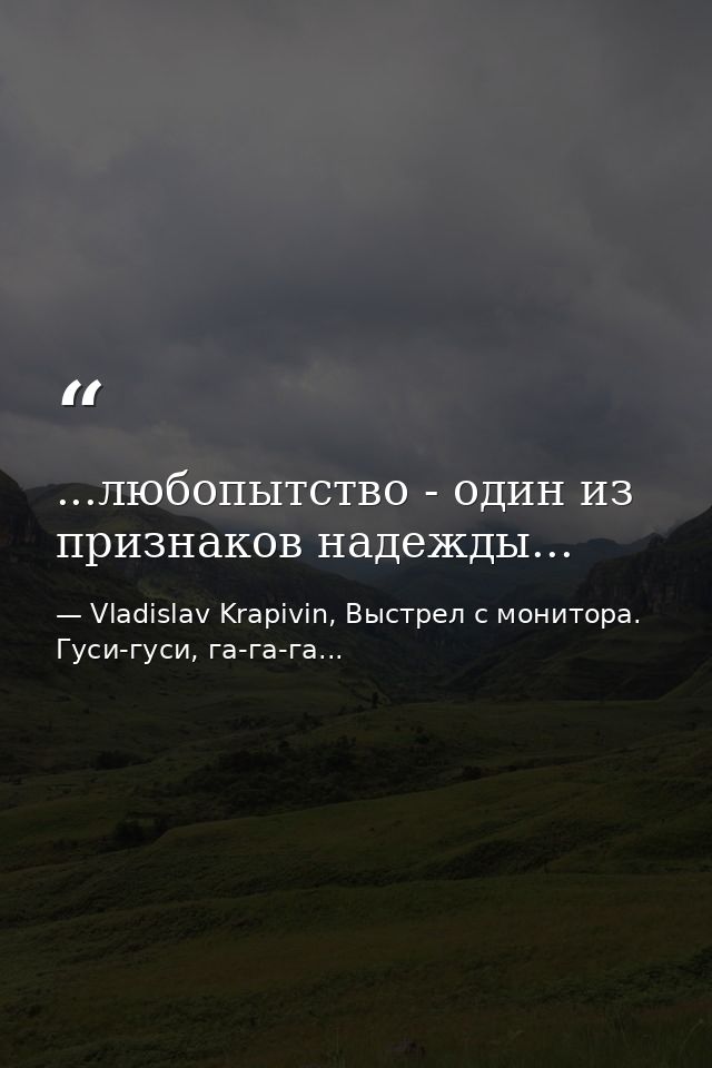 ...любопытство - один из признаков надежды... — Vladislav Krapivin, Выстрел с монитора. Гуси-гуси, га-га-га...