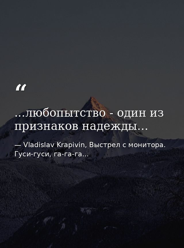 ...любопытство - один из признаков надежды... — Vladislav Krapivin, Выстрел с монитора. Гуси-гуси, га-га-га...