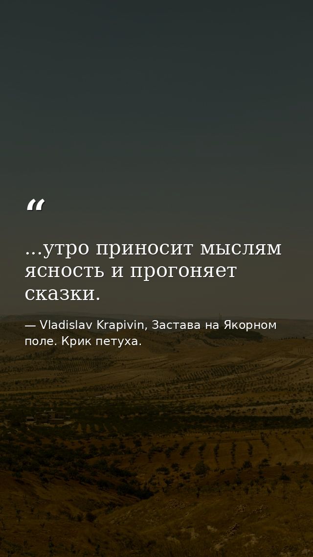 ...утро приносит мыслям ясность и прогоняет сказки. — Vladislav Krapivin, Застава на Якорном поле. Крик петуха.