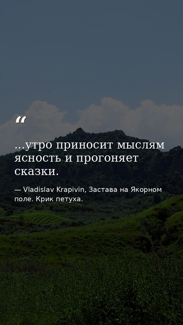 ...утро приносит мыслям ясность и прогоняет сказки. — Vladislav Krapivin, Застава на Якорном поле. Крик петуха.