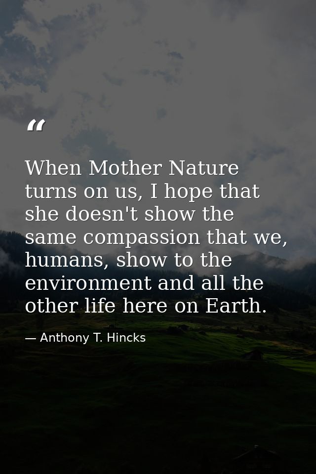 When Mother Nature turns on us, I hope that she doesn't show the same compassion that we, humans, show to the environmen — Anthony T. Hincks
