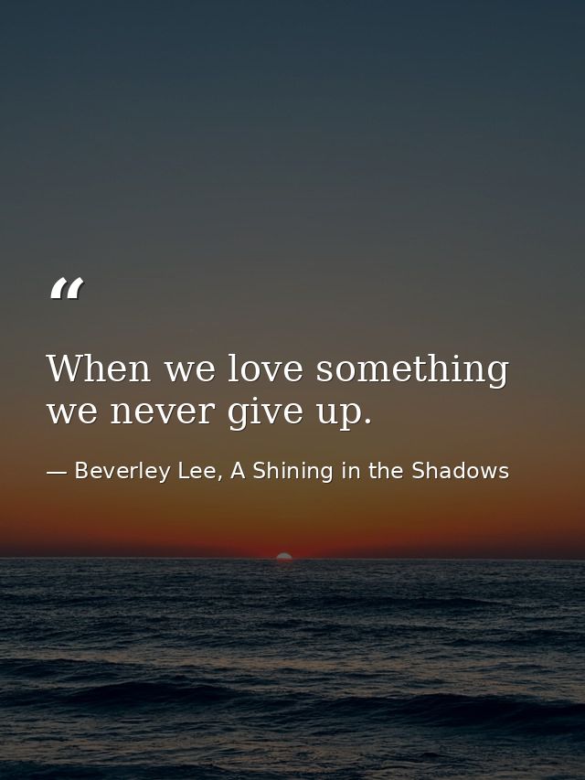 When we love something we never give up. — Beverley Lee, A Shining in the Shadows