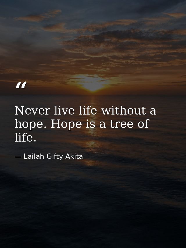 Never live life without a hope. Hope is a tree of life. — Lailah Gifty Akita