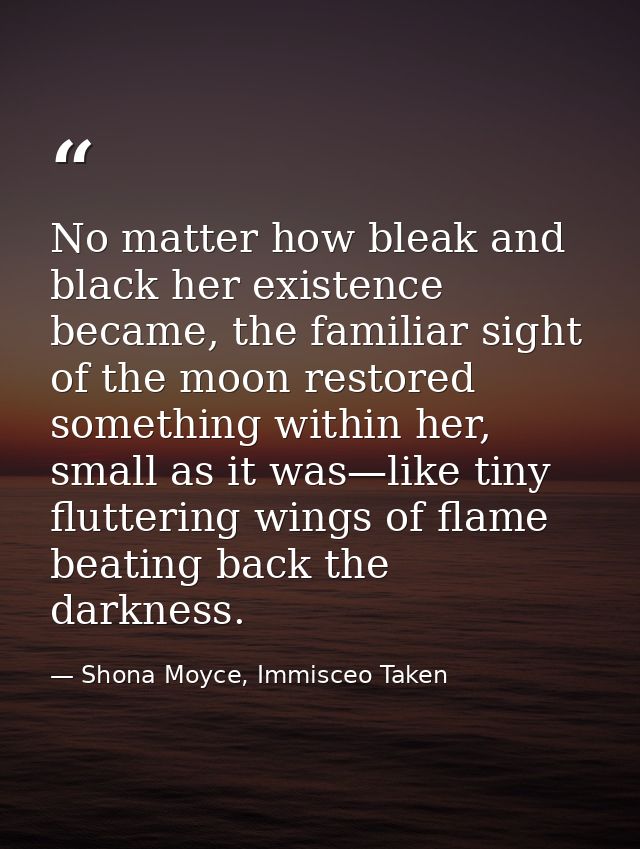 No matter how bleak and black her existence became, the familiar sight of the moon restored something within her, small  — Shona Moyce, Immisceo Taken